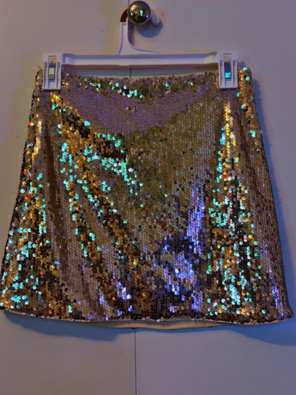 Altar'd State Gold Sequin Mini Skirt